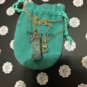 Tourmilated Quartz Pendant with gold chain